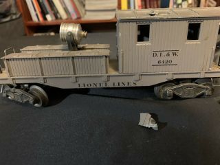 Vintage Lionel Line D.  L.  &w,  6420 Flood Light Car O Scale Broken Smokestack