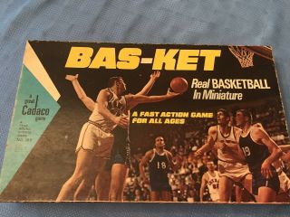 Vintage Toy 1969 Bas - Ket Minature Basketball Game By Cadaco Complete