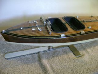 A&M HMS Hayes Vintage Wood Model Speed Boat Runabout LARGE 26 