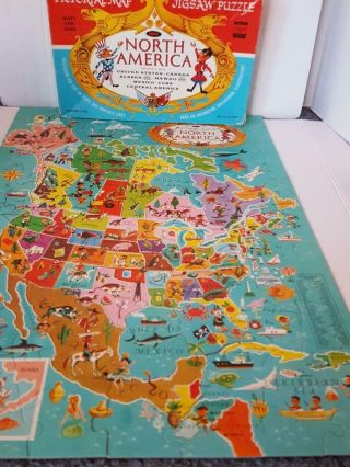 Vintage Jaymar North America Pictorial Map Jigsaw Puzzle 1960 