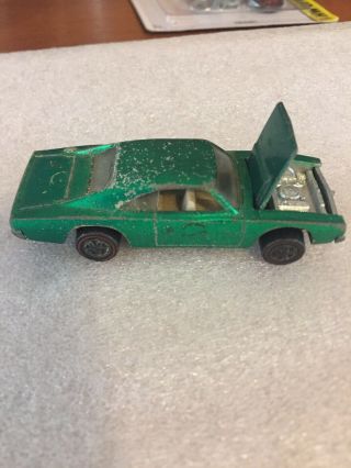 Vintage Redline Hot Wheels Custom Dodge Charger In Green With White Interior