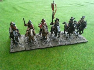 25/28mm Painted Metal English Civil War/thirty Years War Assorted Cavalrymen X6
