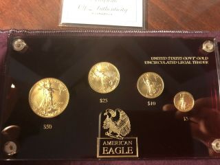 1997 W Proof American Eagle Gold Bullion Coins Proof Set (1,  1/2,  1/4,  1/10 Oz)