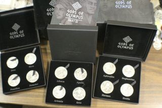 Scarce 2016 - 17 Cook Islands " Gods Of Olympus " 12 Coin Silver Coin Medal Set