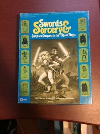 Vintage Spi Wargame Swords & Sorcery Blue Box Edition 1978 Role Play D&d