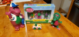 Vintage Barney The Dinosaur Pvc Toy Figures,  Baby Bop In A Car