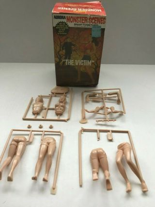 Orig.  1971 Aurora Monster Scenes " The Victim " Unbuilt,  Parts W/ Box