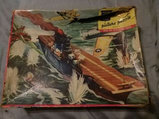 Vintage Ww2 Era " Victory Series " Puzzle " Plane Carrier At Tunis "