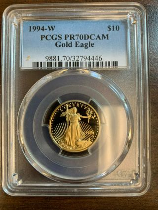 1994 W $10 Proof American Gold Eagle,  1/4 Oz.  Pcgs Pf70 Deep Cameo