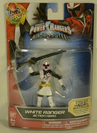 Saban Power Rangers Ninja Steel White Ranger Action Hero Pilot The Megazord