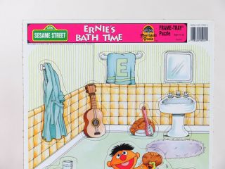 Vintage Sesame Street Puzzle Ernie Bath Duckie Time Frame Tray Muppets Duck 1984 3