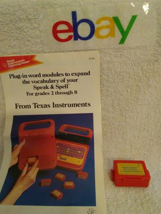 Texas Instruments Vowel Power Word Module Cartridge For Speak And Spell
