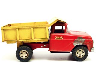 Vintage Cast Metal Tonka Toys Hydraulic Dump Truck Mound Minn.  Red Yellow