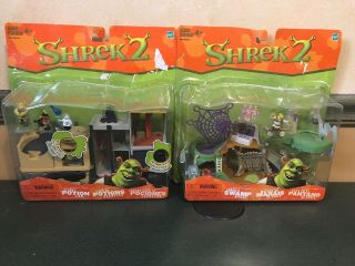 Shrek 2 Mini Playsets Swamp House Secret Potion Lab Complete Figures Hasbro