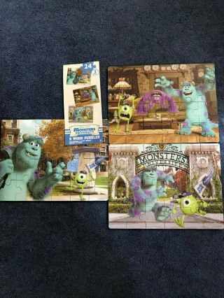 Disney Monsters University Inc Preschool Wood Puzzles Set Of 3 Mike Sulley