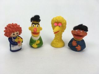 Vintage 70s Sesame Street Finger Puppets Bert Ernie And Bird Plus Raggedy Ann