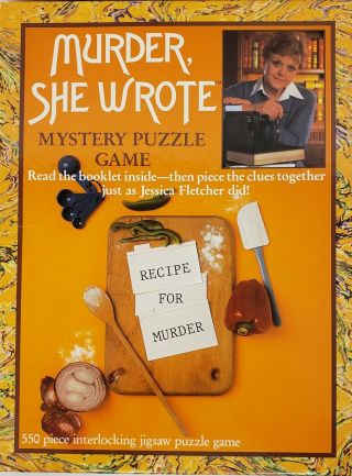 Vintage 1984 Murder,  She Wrote Mystery Puzzle Game 550 Piece Recipe For Murder