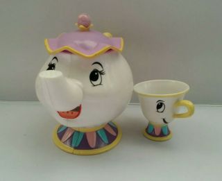 Disney Park Exclusive Beauty & The Beast Talking Tea Pot Tea Cup Pair Set