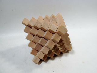 Large Midcentury Wooden 3 - D Puzzle Japan Vintage Step Octahedron