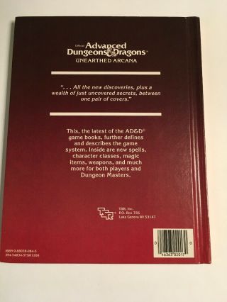 TSR Official Advanced Dungeons & Dragons UNEARTHED ARCANA 2017 Hardback 2