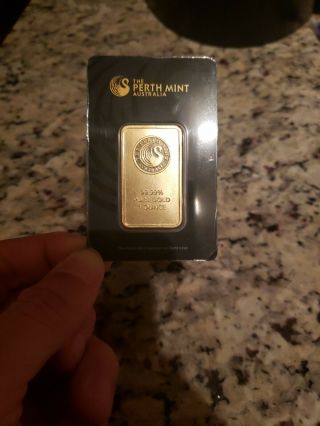 1 Oz 99.  99 Fine Perth Gold Bullion Bar In Assay