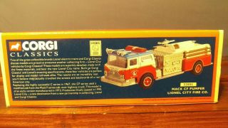 Corgi Die Cast Lionel City Mack Cf Pumper Fire Truck Item 52002