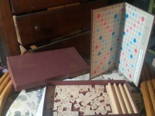 Old Vtg 1948/1976 Selchow & Righter Scrabble Crossword Game Wood Tiles