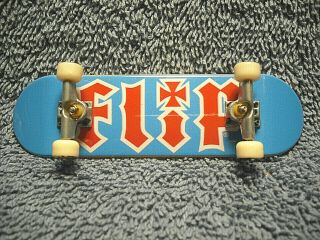 Vintage Flip Tech Deck 96mm Fingerboard Skateboard Blue Red Letters -