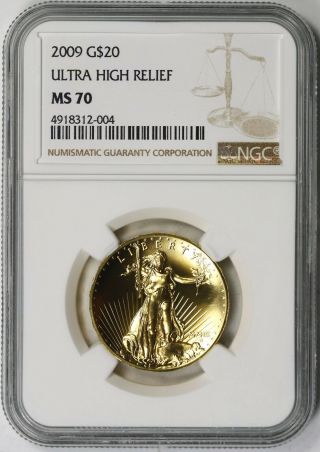 2009 Ultra High Relief Uhr Double Eagle Gold $20 Ms 70 Ngc Box Book