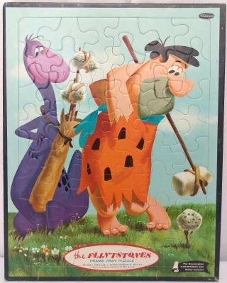 Vintage Whitman Hanna - Barbera The Flintstones And Dino Frame Tray Puzzle