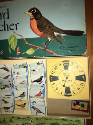 1958 GAME OF BIRD WATCHER Parker Brothers Birding Board Game COMPLETE VG Cards 3