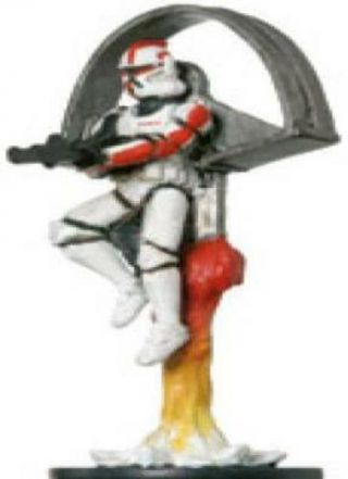 Star Wars Miniatures 1x X1 Aerial Clone Trooper Captain Clone Strike Nm With Car