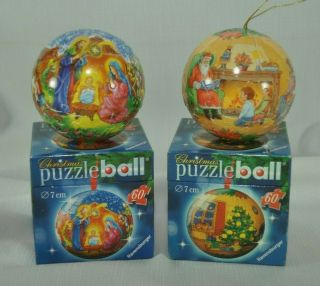Ravensburger 60 Piece (7 Cm Diameter) Christmas Puzzle Ball Ornaments Set Of 2
