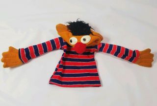 Vintage 1970s Sesame Street Muppets Ernie Hand Puppet Felt,  Cloth Soft Hard Eyes