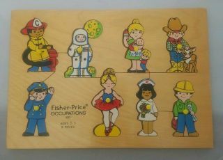 Vintage Fisher Price Wood Preschool Puzzles 503 Occupations.