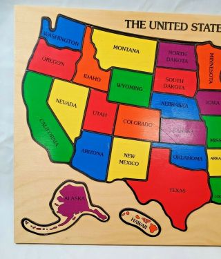 Wood Puzzle Map United States Simplex Made in Holland Match State w/ Capital 2