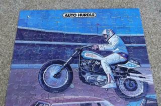 Vintage 150 Pc Jigsaw Puzzle Evel Knievel Auto Hurdle Harley Davidson Complete