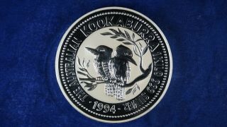 1994 Silver Kookaburra 1 Kilo.  999 Silver Australia 30$ Coin