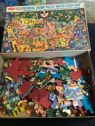 Jaymar Walt Disney United States Floor Map Puzzle 28”x18 1/2” Vg