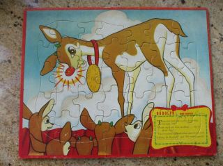 Vintage Christmas Puzzle Rudolph The Red Nosed Reindeer Jaymar Robert L.  May