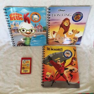 3 Disney Story Reader Incredibles Lion King Chicken Storybook Book Cartridge Set