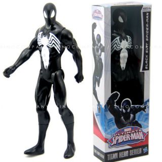 12  Playskool Marvel Legend Titan Hero Black Suit Spider - Man Action Figure Gift