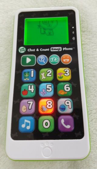 Leapfrog Chat & Count Emoji Phone Green Toy Cell Mobile Educational 3