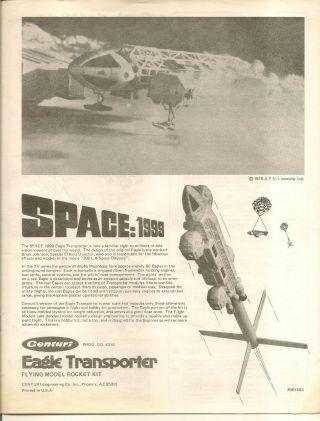Centuri Space: 1999 Eagle Transporter Kit Assembly Instructions,  Like Estes