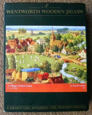 Fun Uk Country Scene Wentworth Wooden Jigsaw Puzzle - " A Village Cricket Game "