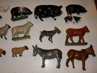 18 Vintage 50 ' s/60 ' s HO,  O Metal Train Layout Animal Figures,  Cows,  Sheep,  Pigs,  Mule 3
