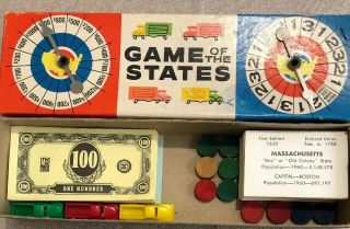 Vintage 1960 Game Of The States Board Game Milton Bradley 4920