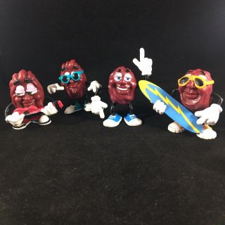 1987 & 1988 The California Raisins Bendable Collectible Figurines Set Of 4 Band