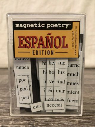 Magnetic Poetry Kit Spanish Espanol Magnetized Words & Word Fragments Dictionary