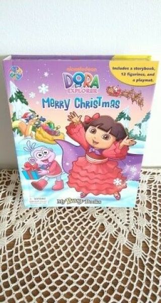 Dora The Explorer Merry Christmas My Book Busy 12 Figurines Activity Play Mat
